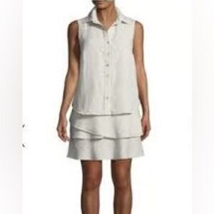 Finley Jasmine Tiered Sleeveless 100% Linen Women's Midi Dress Beige (Size S)